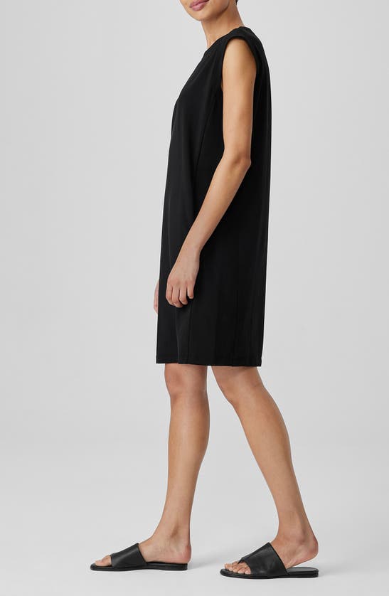 Shop Eileen Fisher Sleeveless Organic Stretch Cotton Jersey Dress In Black