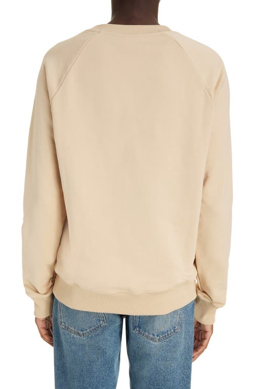 Shop Balmain Flocked Logo Organic Cotton Sweatshirt In Gse Light Beige/multi