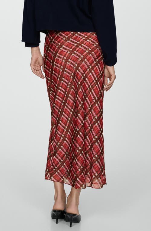 Shop Mango Check Maxi Skirt In Maroon