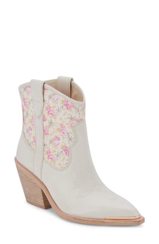 Dolce Vita Nashe Western Bootie In Pink Floral Nubuck