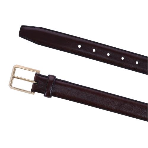 Trafalgar 30mm Pebble Grain Leather Belt With Gold Buckle In Brown