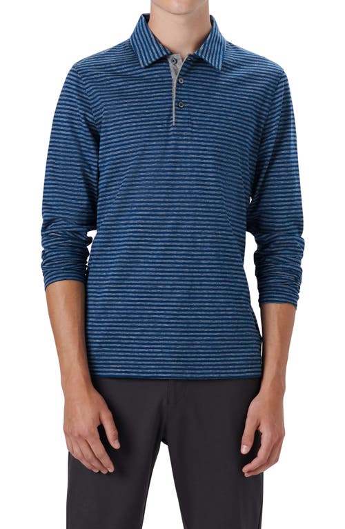 Bugatchi Stripe Cotton Long Sleeve Polo at Nordstrom,