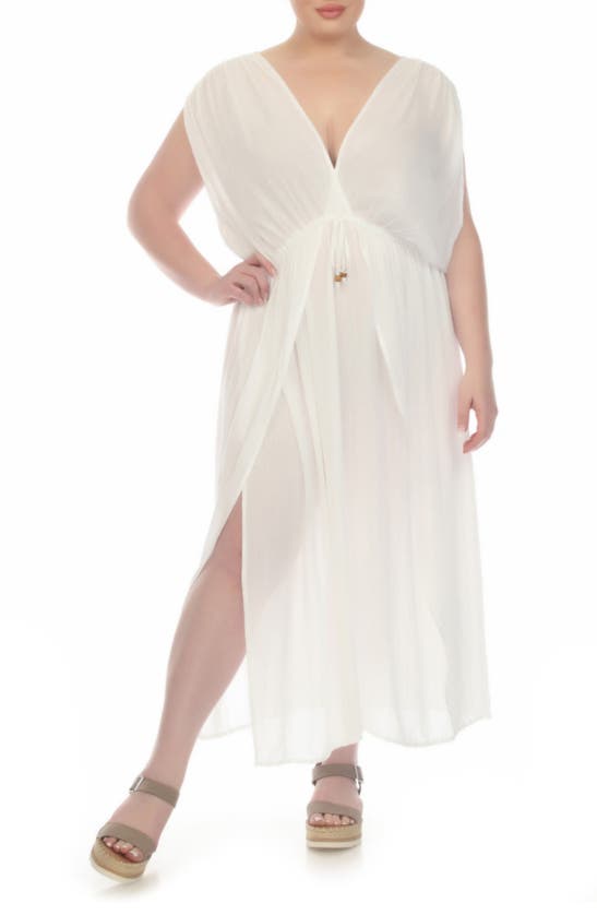 Boho Me Metallic Stripe Cover-up Maxi Dress In White