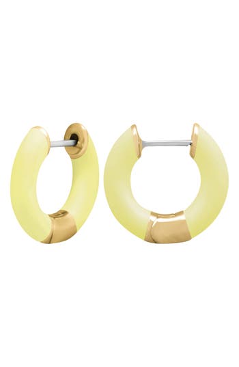 Central Park Tubular Enamel Hoop Earrings In Matte Yellow