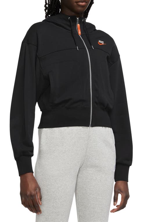 Nike Utility Fleece Hoodie Black/Black/Safety Orange at Nordstrom,