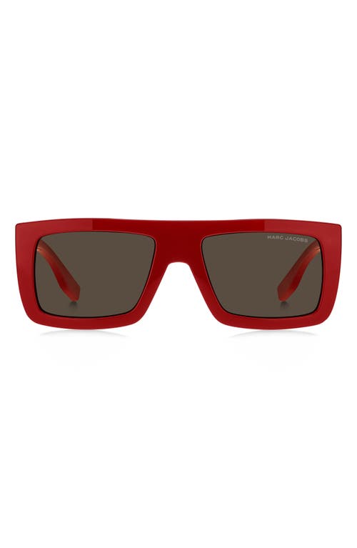 Marc Jacobs 53mm Gradient Rectangular Sunglasses In Red/brown