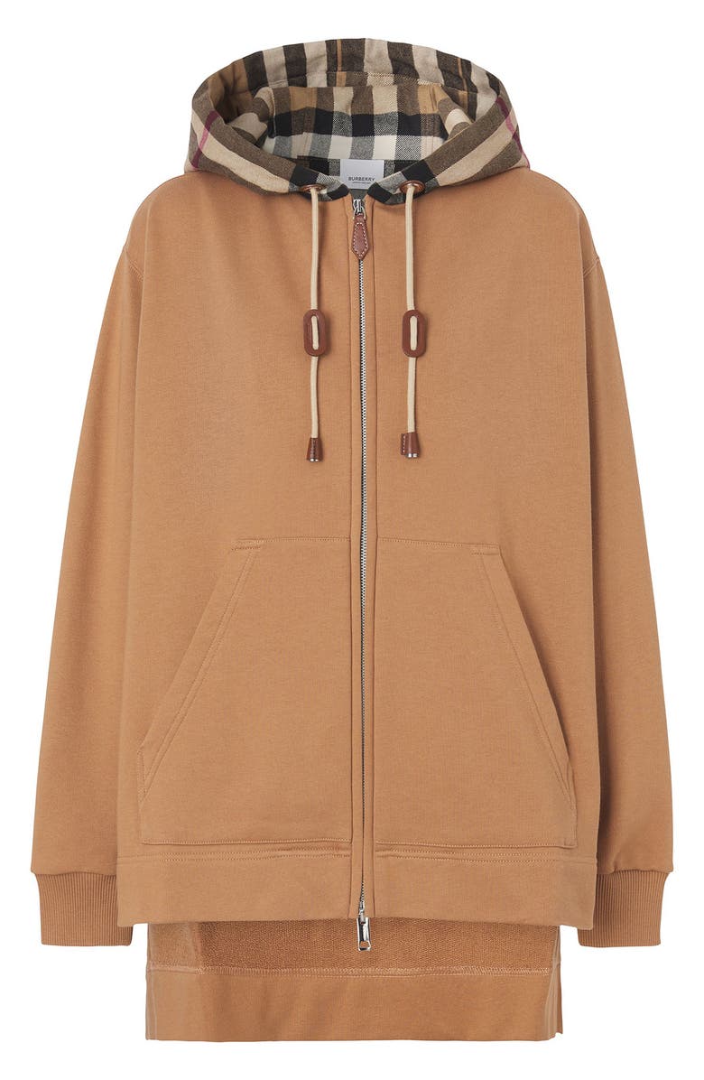 Poulter Check Oversize High-Low Cotton Hoodie