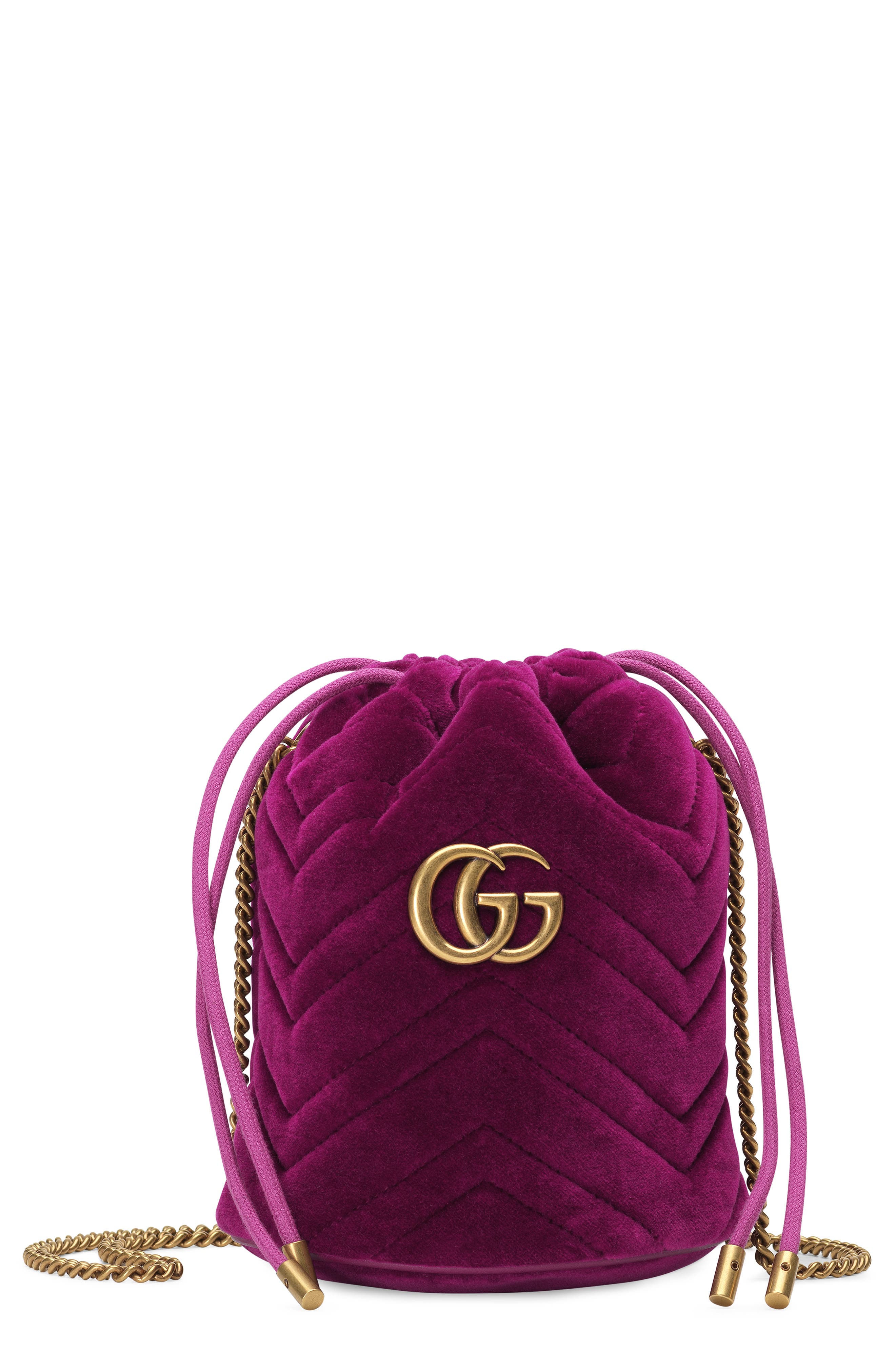 Gucci Mini Quilted Velvet Bucket Bag 