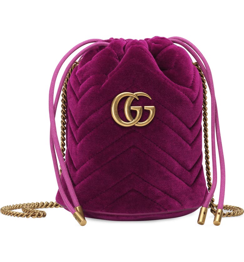 Gucci Mini GG Marmont 2.0 Quilted Velvet Bucket Bag | Nordstrom