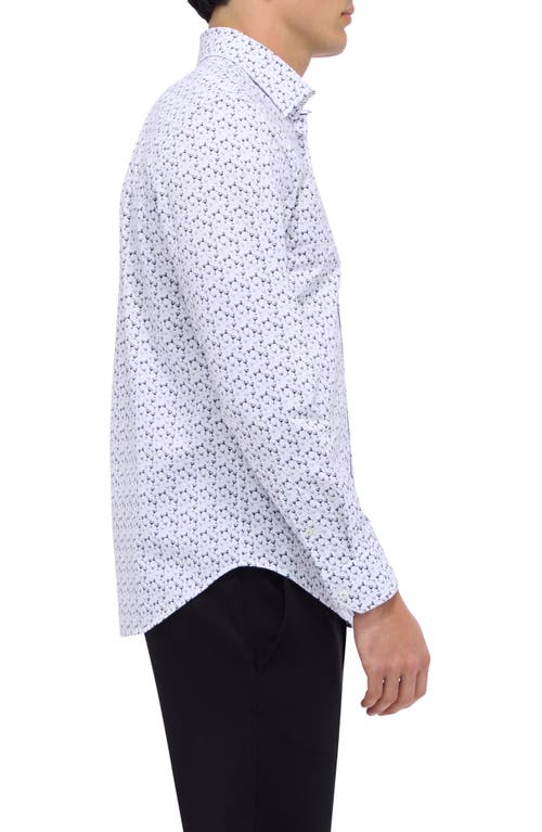 Shop Bugatchi James Ooohcotton® Martini Print Button-up Shirt In White