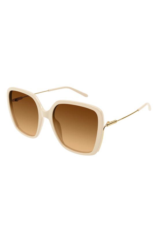 Shop Chloé 57mm Gradient Square Sunglasses In Ivory
