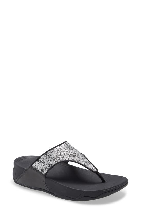 Fitflop Lulu Glitter Wedge Flip Flop In Black | ModeSens