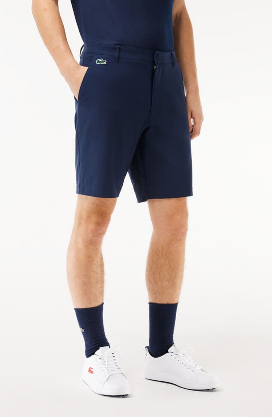 Shop Lacoste Regular Fit Performance Golf Bermuda Shorts In Marine