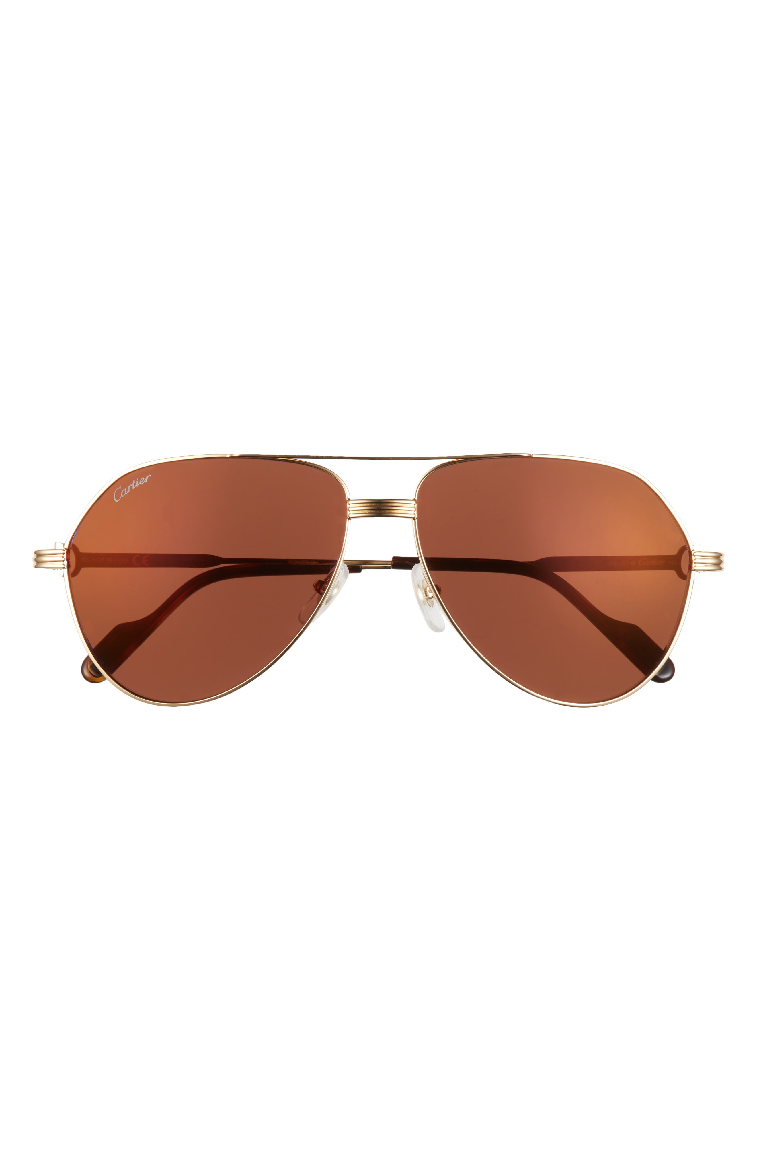 Cartier 61mm Aviator Sunglasses in Gold at Nordstrom