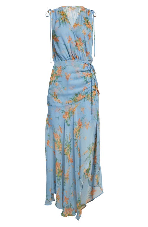 Veronica Beard Dovima Wrap-effect Floral-print Silk-chiffon Midi Dress In Blue Oasis Multi