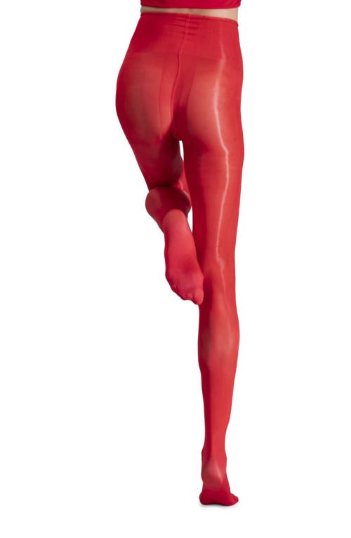 Lechery ® Lustrous Silky Shiny 40-denier Semi-opaque Tights In Red