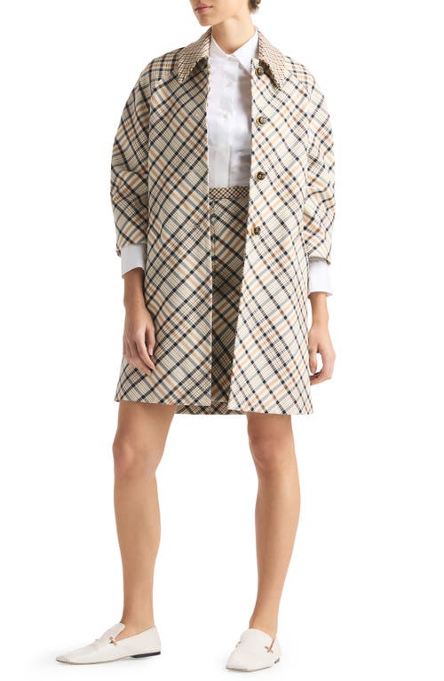 Mixed Plaid Cotton & Silk Jacket in Stone Multi