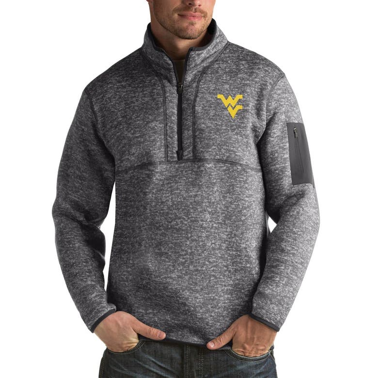 Shop Antigua Charcoal West Virginia Mountaineers Fortune Big & Tall Quarter-zip Pullover Jacket