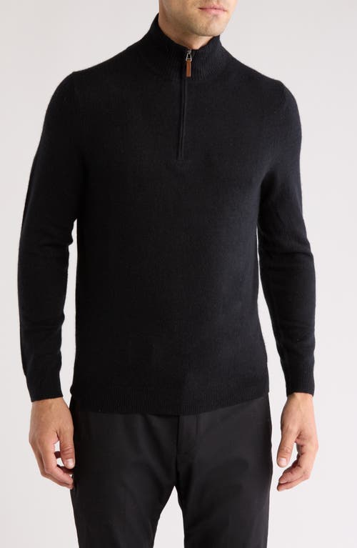 Nordstrom Quarter Zip Cashmere Sweater in Black Caviar 