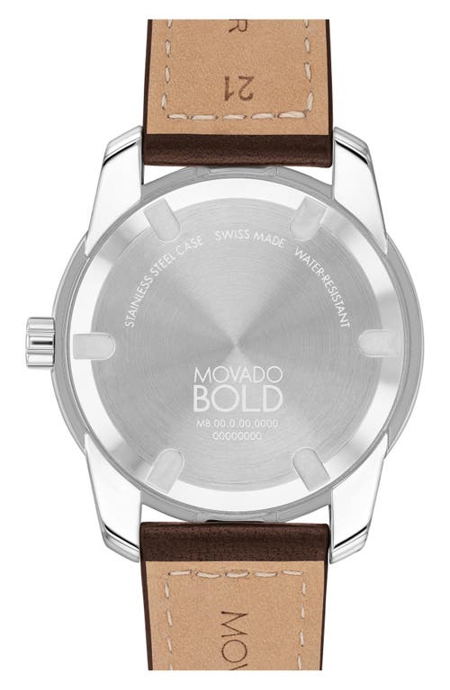 MOVADO MOVADO BOLD VERSO LEATHER STRAP WATCH, 42MM 