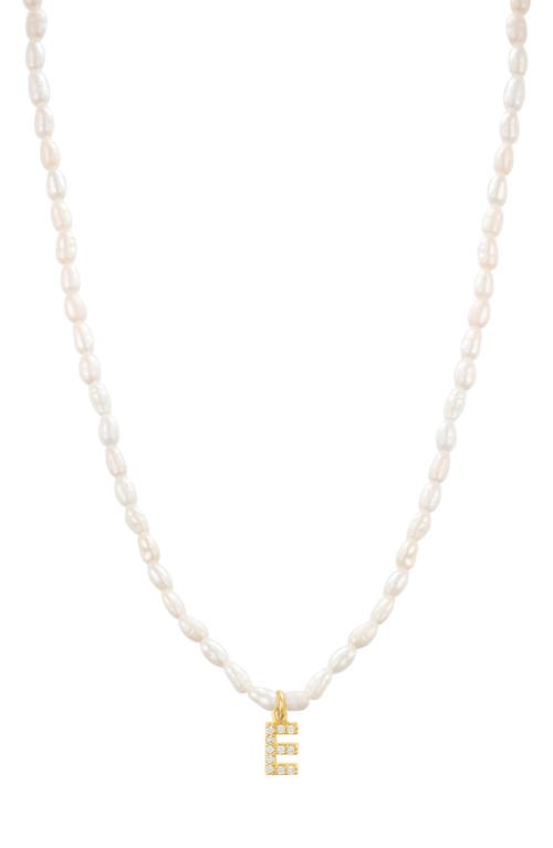 Shop St. Moran Initial Freshwater Pearl Beaded Necklace In White - E