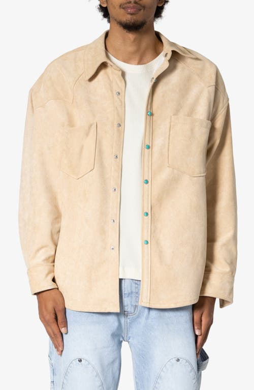 Shop Mnml Sand Faux Suede Shirt Jacket In Tan