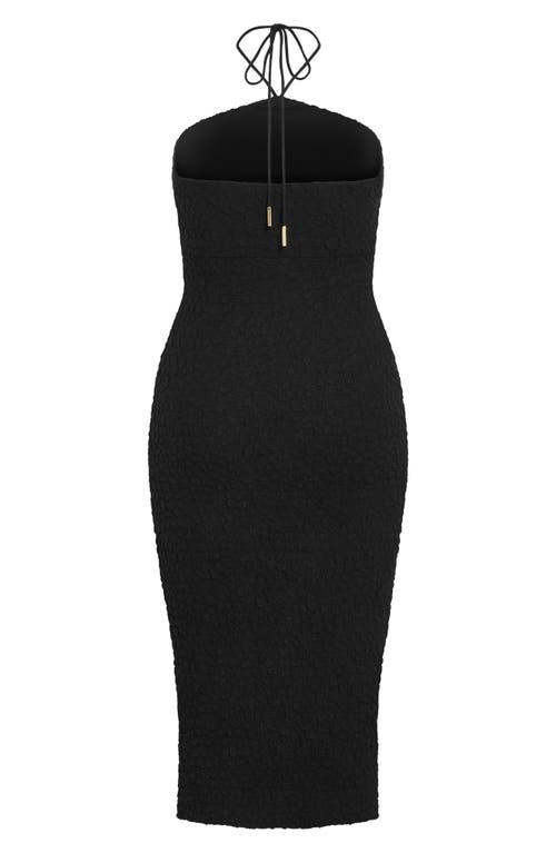 Shop City Chic Textured Midi Halter Dress In Black