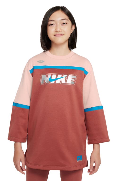 Nike Kids' Sportswear Icon Therma-FIT Jersey Top in Rust/Orange/Laser Blue