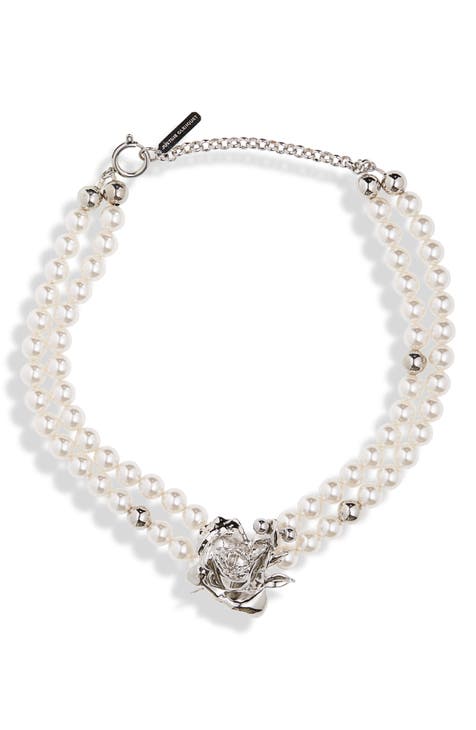 Betsy Imitation Pearl Layered Choker Necklace