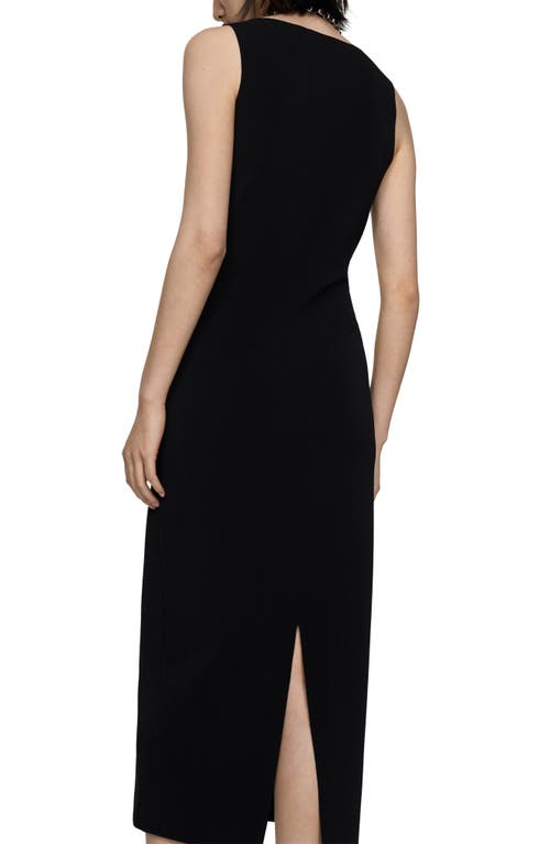 Mango Square Neck Stretch Tank Dress In Black