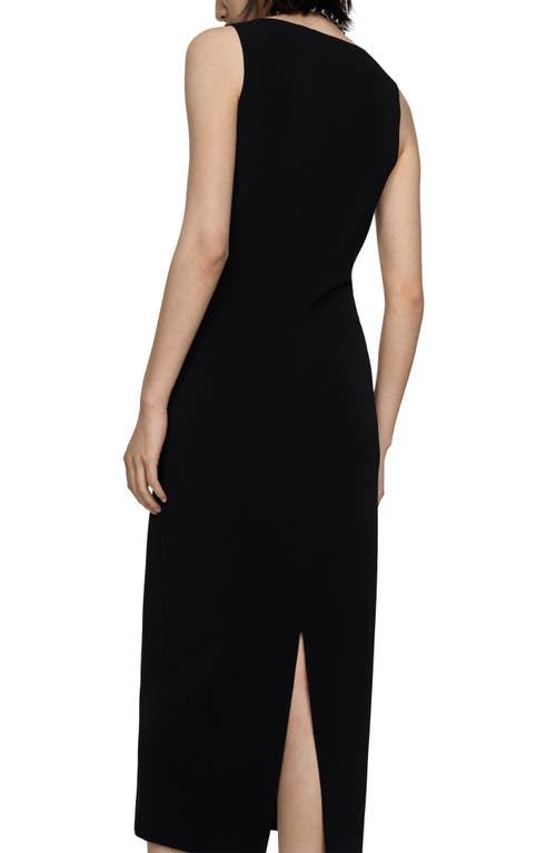 Shop Mango Square Neck Stretch Tank Dress In Black