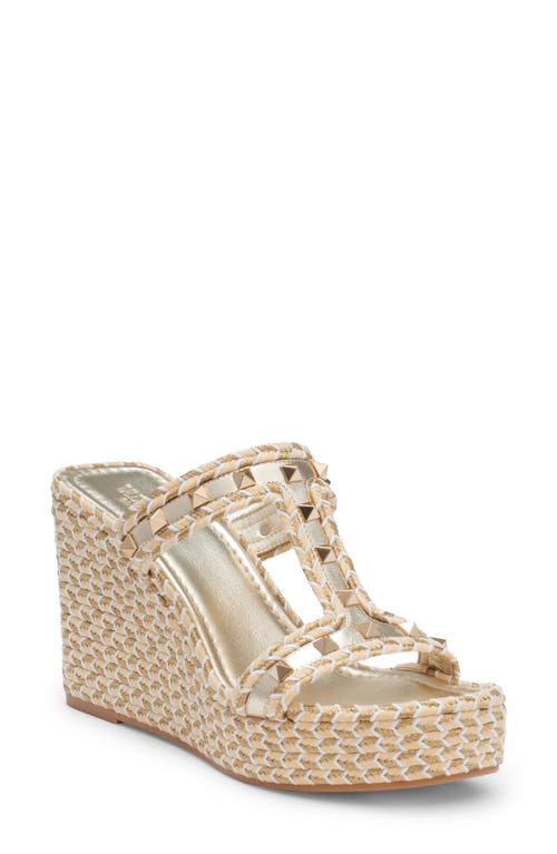 Valentino Garavani Rockstud Torchon Wedge Slide Sandal In Platinum/multicolor