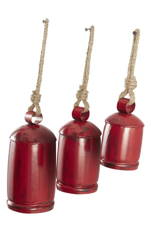Willow Row Eclectic Set Of 3 Decorative Meditation Bells In Red