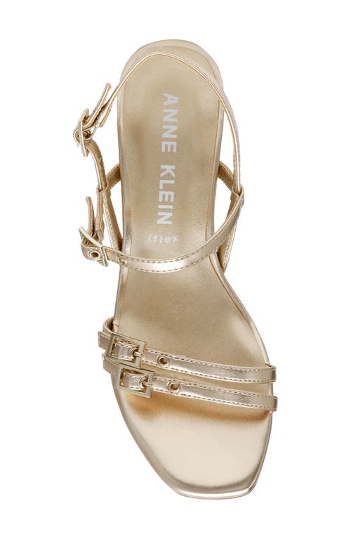 Anne Klein Women's Mackenzie Strappy Buckle Block Heel Dress Sandals In Light Gold Smooth