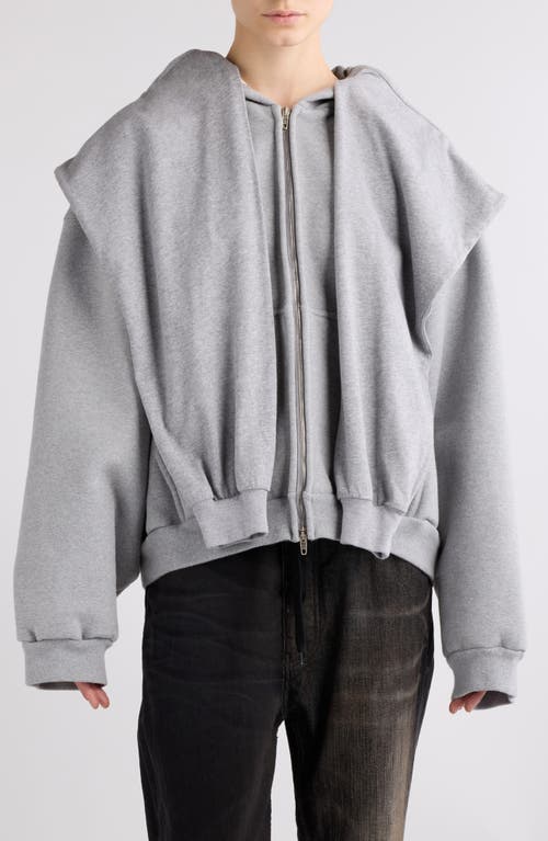 Balenciaga Incognito Oversize Zip-up Hoodie In Heather Grey
