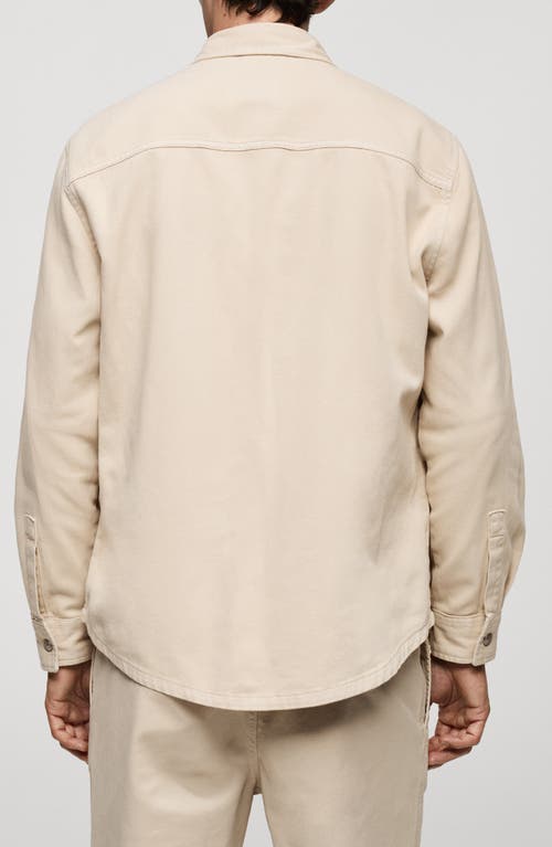 Mango Slim Fit Denim Overshirt In Beige