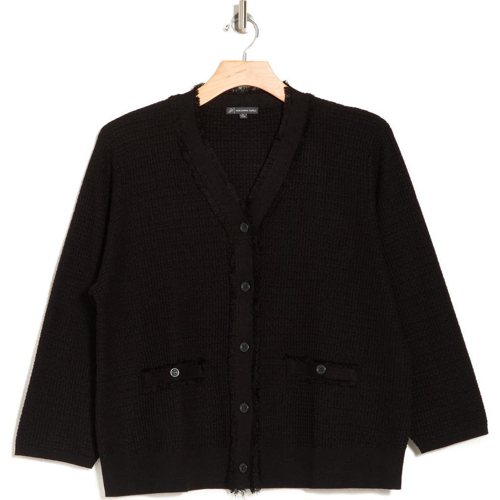 ADRIANNA PAPELL ADRIANNA PAPELL V-NECK FRINGE CARDIGAN
