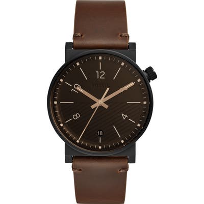 Fossil Barstow Leather Strap Watch, 42mm