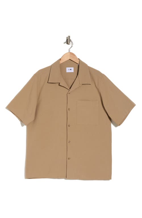 Shop Nn07 Julio 1040 Stretch Short Sleeve Organic Cotton Button-up Camp Shirt In Greige