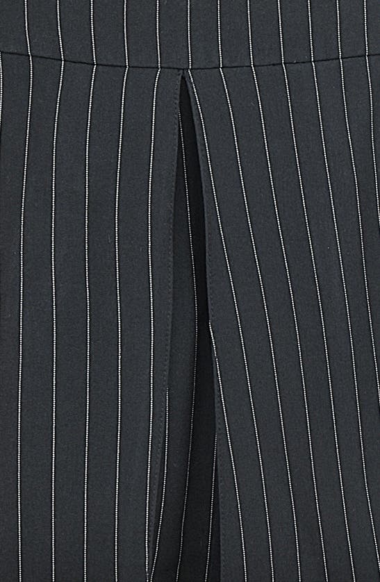 Shop Mistress Rocks Mid Rise Pinstripe Pleated Miniskirt In Black