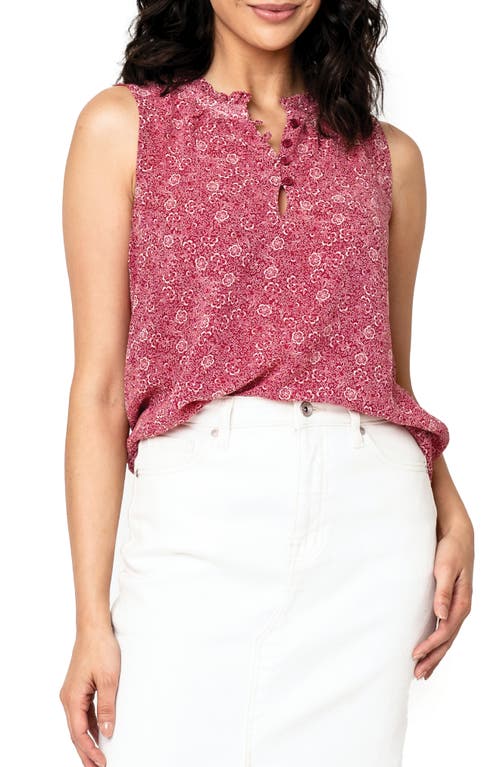 Gibsonlook Respect The Ruffle Floral Sleeveless Top In Magenta
