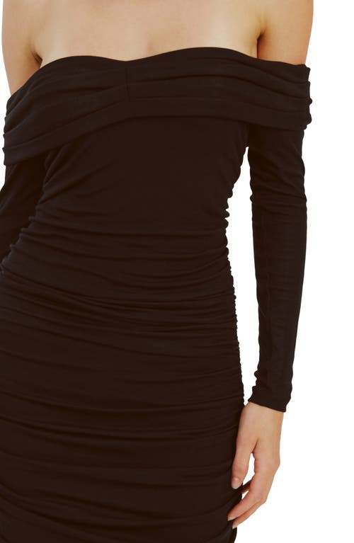 Shop Bardot Arkie Off The Shoulder Knit Midi Dress In Black