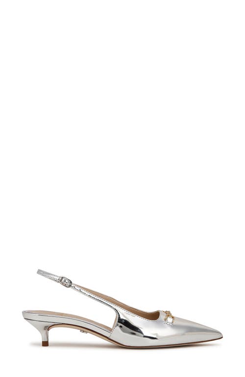 Sam Edelman Farrah Kitten Heel Pointed Toe Slingback Pump In Soft Silver