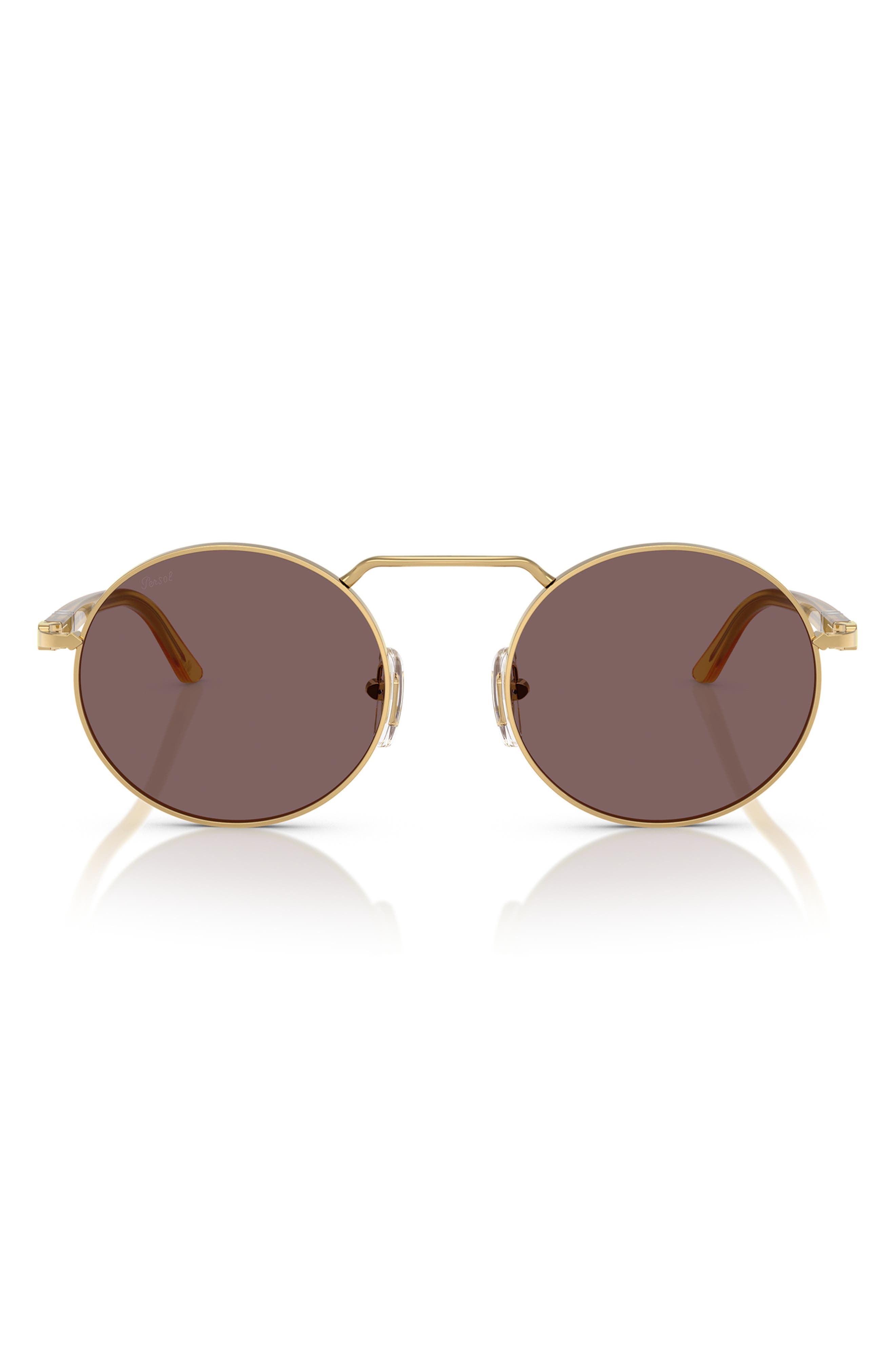 Persol 53mm Polarized Round Sunglasses in Gold 