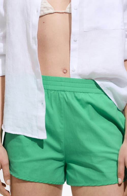 Shop Mango Pull-on Poplin Shorts In Green