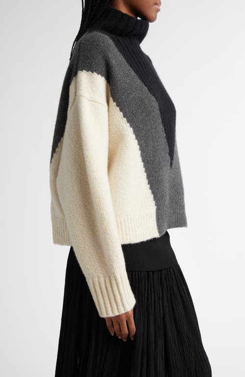 Shop Proenza Schouler Alma Intarsia Cashmere Blend Turtleneck Sweater In Ecru Multi