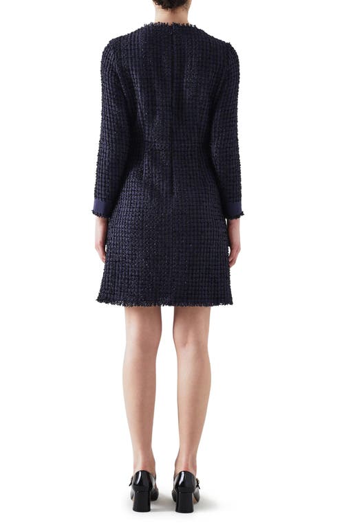 Shop Lk Bennett Hanna Long Sleeve Tweed Dress In Navy/black