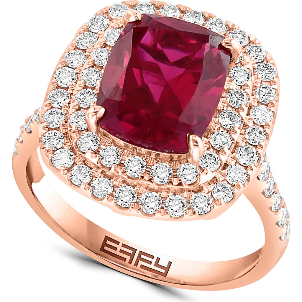 Effy Lab Created Ruby & Diamond Ring In Red