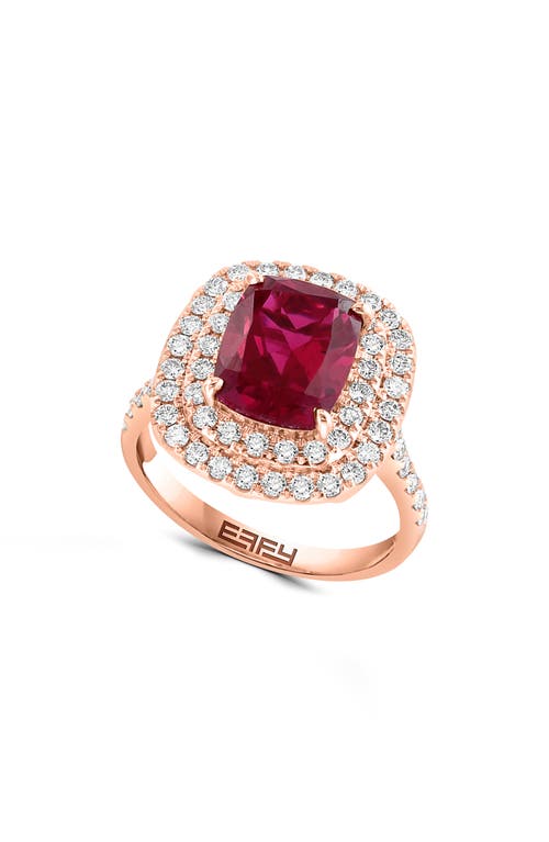 Effy Lab Created Ruby & Diamond Ring In Red