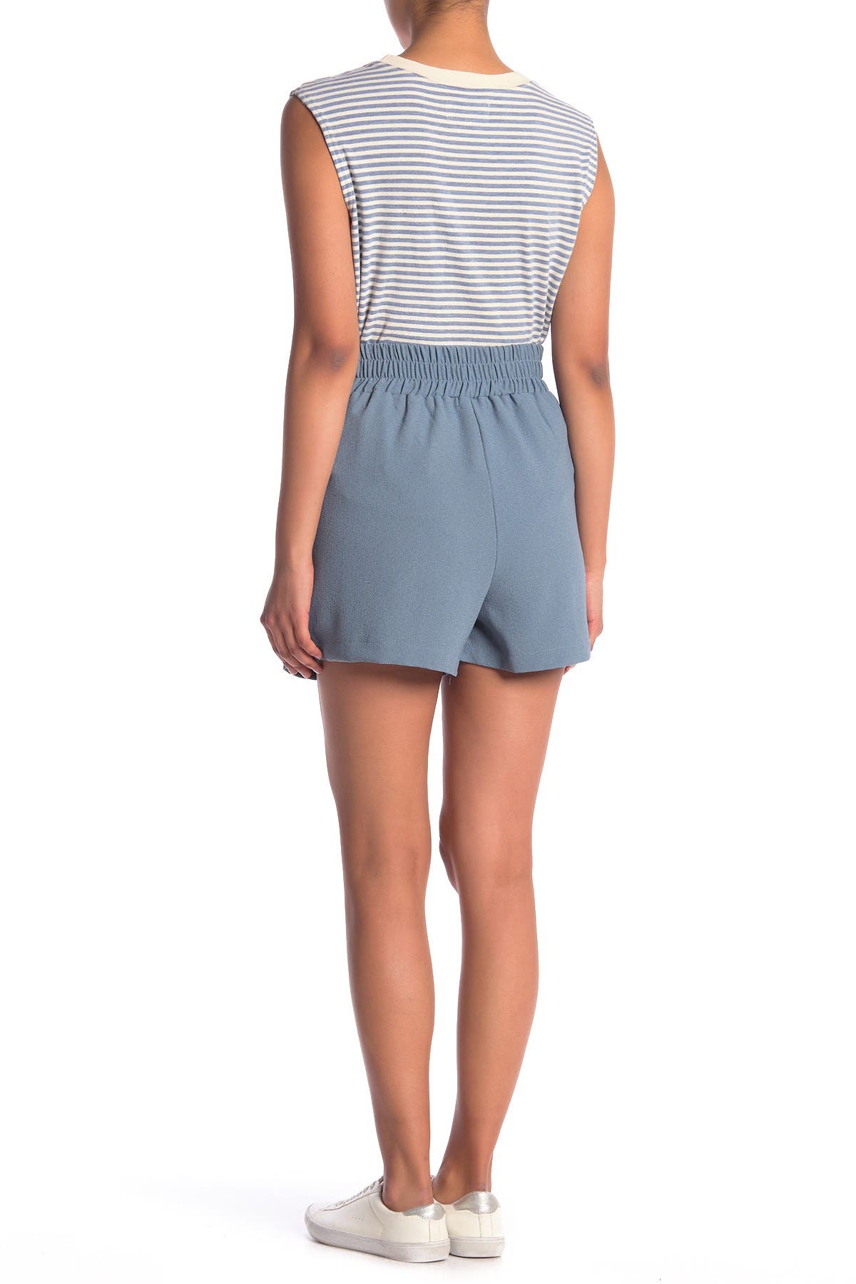 Abound Belted High Waist Pleated Shorts In Light/pastel Blue
